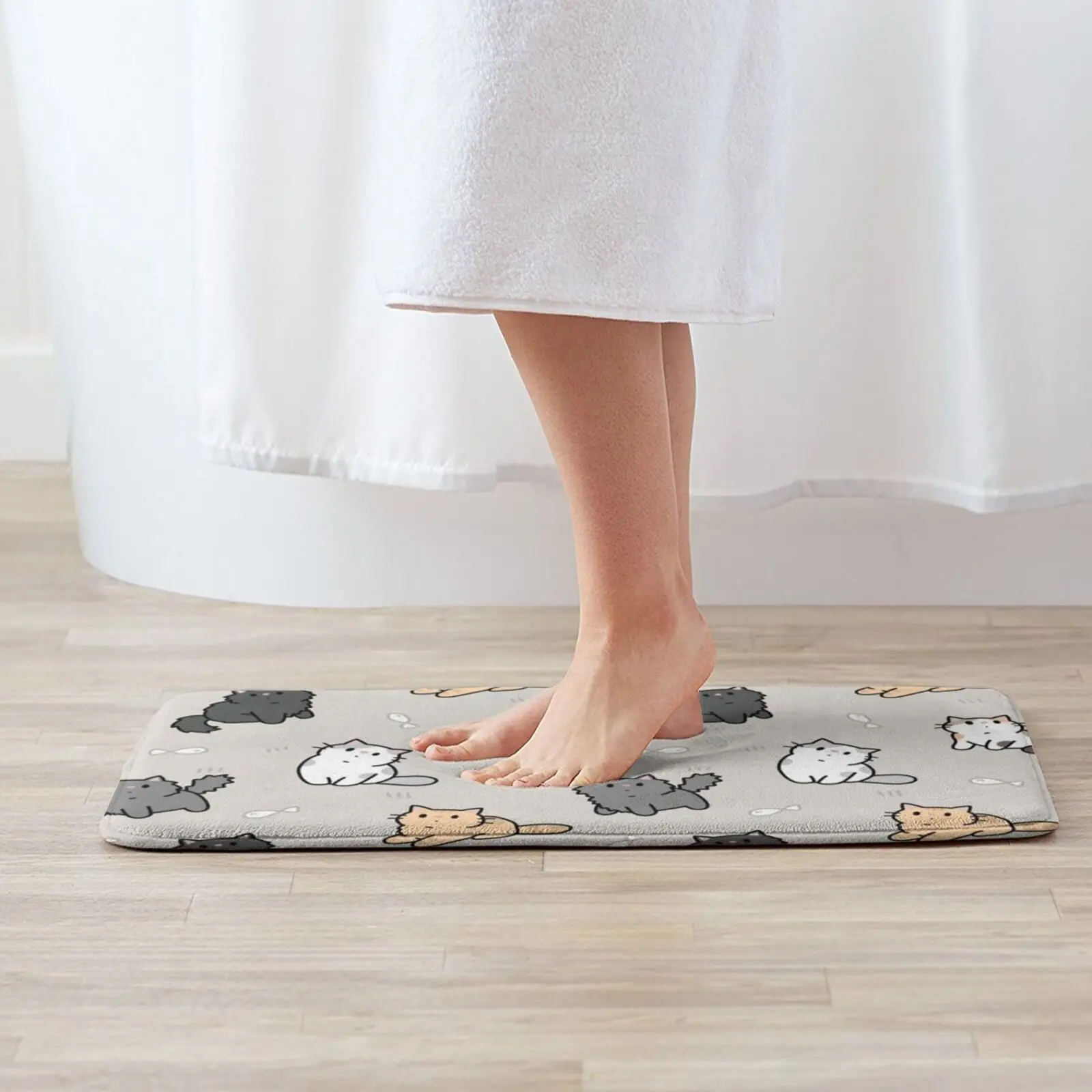 Ковер с рисунком котят и рыб ковер мугги Смешанная порода кошка Табби котенок