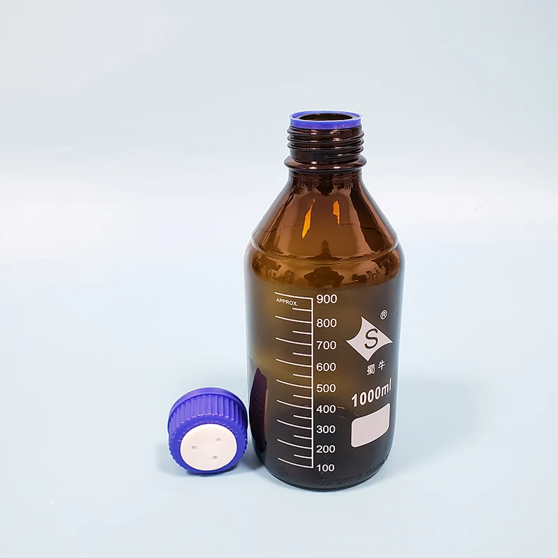 Brown Chromatography solvent bottle,Capacity 1000ml,1hole/2holes/3holes,Mobile phase bottle,Amber ordinary glass