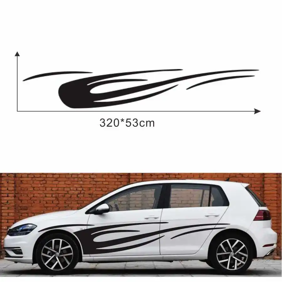 

Glossy Black Stylish Dynamic Flame Car Side Sticker Vinyl Decal Decor Decal
