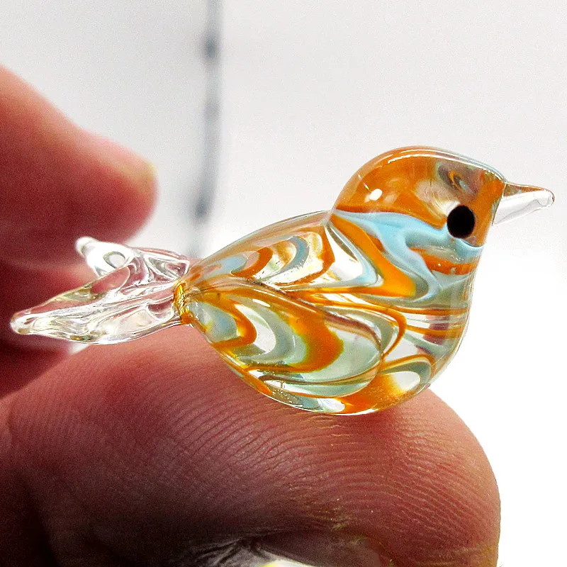 Custom New Handmade Mini Hook Wire Feather Design Glass Bird Figurine Easter Lovely Small Animal Ornament Home Decor Accessories | Дом и сад