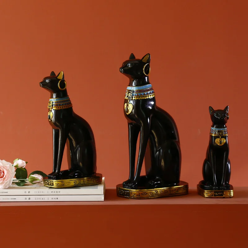 Estatua de gato egipcio de la Diosa Bastet, figurita de Dios del gato de la encarmaci&oacute;n, entrada, sala de estar, decoraci&oacute;n de la Oficina, decoraci&oacute;n del hogar-1