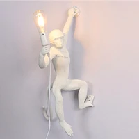 nordic indoor white monkey wall light for living room study restaurant cafe aisle art gallery e27 lamp holder resin home decor