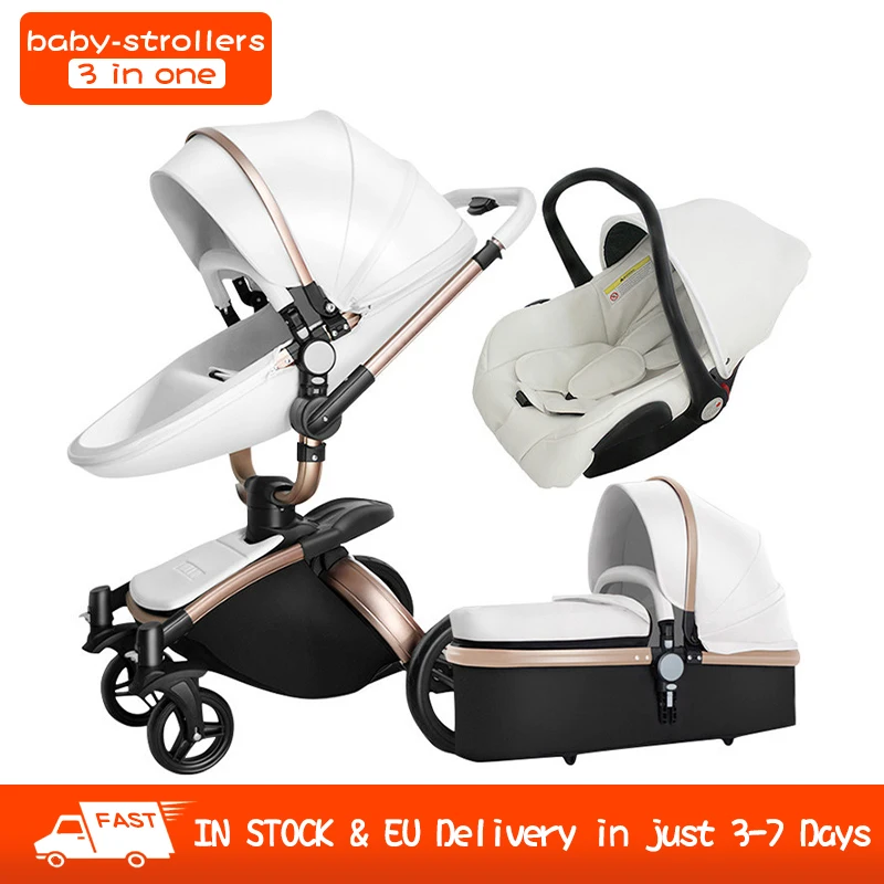 Детская коляска 3 в 1 бесплатная доставка фирменная из экокожи детская