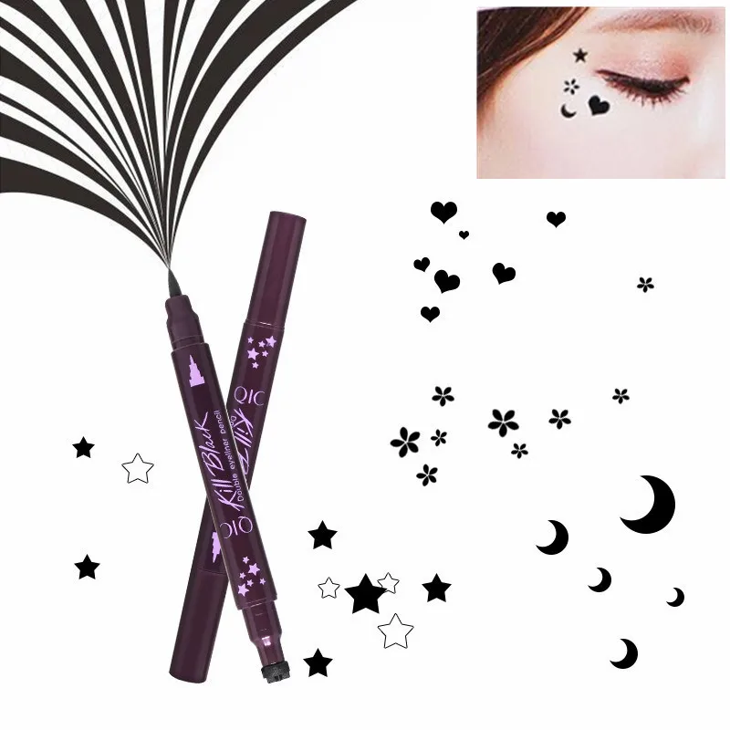 Двухсторонний черный жидкий карандаш для подводки глаз легко носить макияж