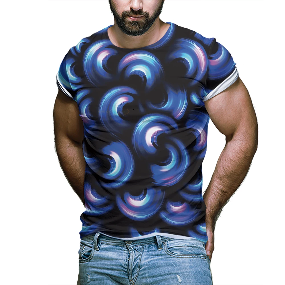 

Новинка 2021, Премиум Футболка newHot, футболка с абстрактными сферическими геометрическими цветами и 3D рисунком, мужская и женская футболка рик...