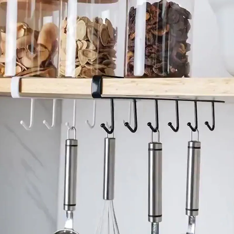6 стеллаж для хранения с крючком кухонный шкаф полка подвесной крючок-органайзер