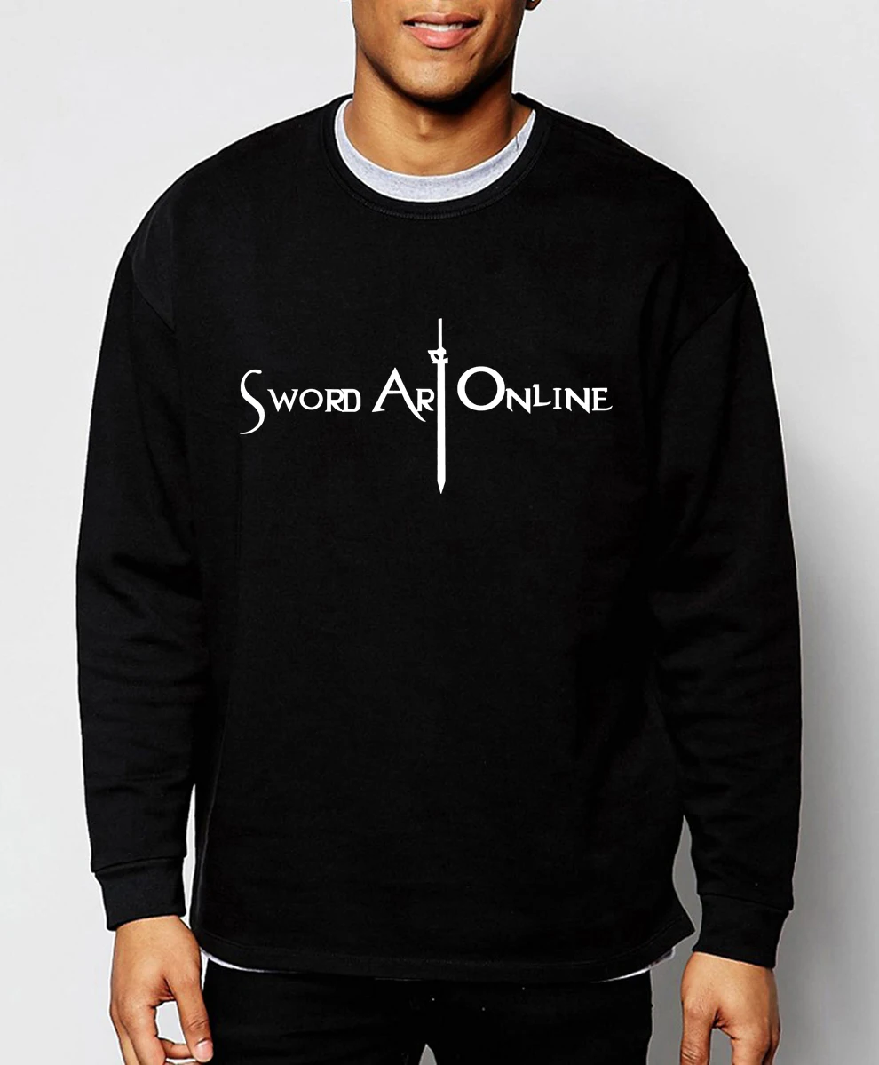 Мужская толстовка с изображением меча Арта онлайн модная флисовая капюшоном в