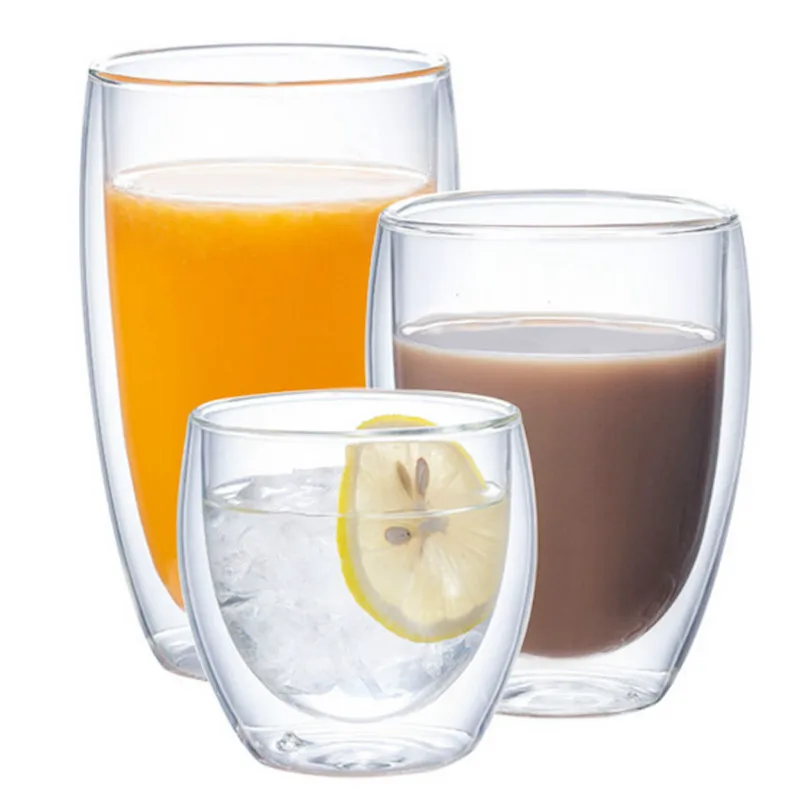 

Double Glass Water Glass Cup Lid Beverage Milk Coffee Juice Cup Insulated Cup Home Breakfast Office Water Cup Drinking Utensils