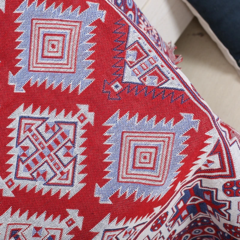 Вязаные одеяла в персидском стиле для дивана Этнические красные геометрические