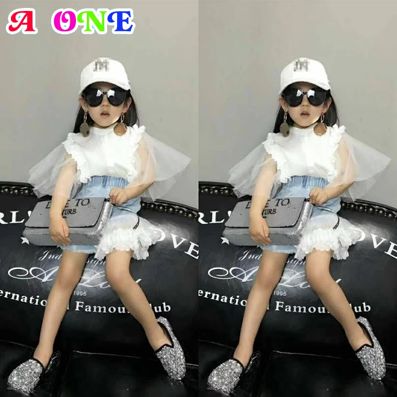 Летняя блузка для девочек белая модная Лоскутная Блузка без рукавов с кружевом