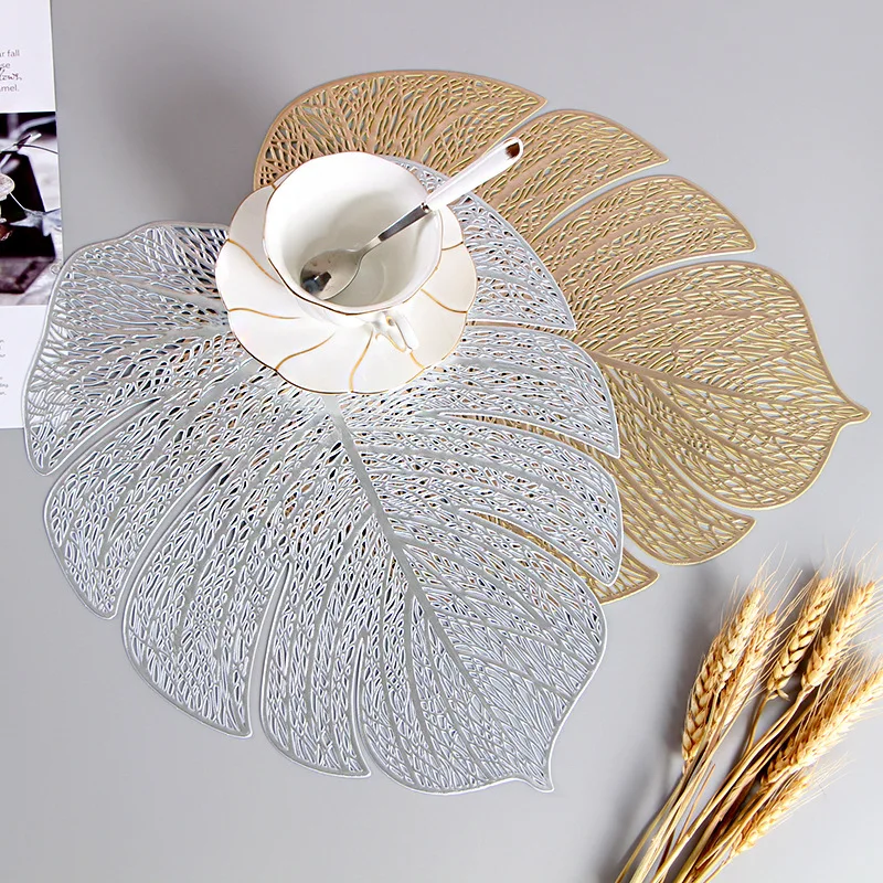 

European Style Turtle Leaf Placemat PVC Hollow Insulation Light Luxury Design Tray Wedding Home Table Decor Kitchen Accessories