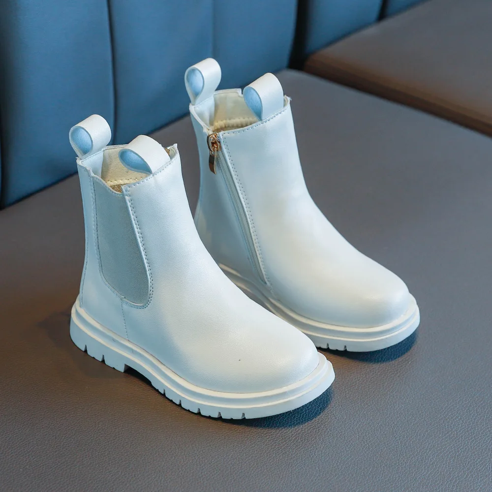 

Ботинки для мальчиков и девочек, детская обувь, осень и зима 2020, новые модные теплые ботинки средней длины для детей, Короткие однотонные бот...