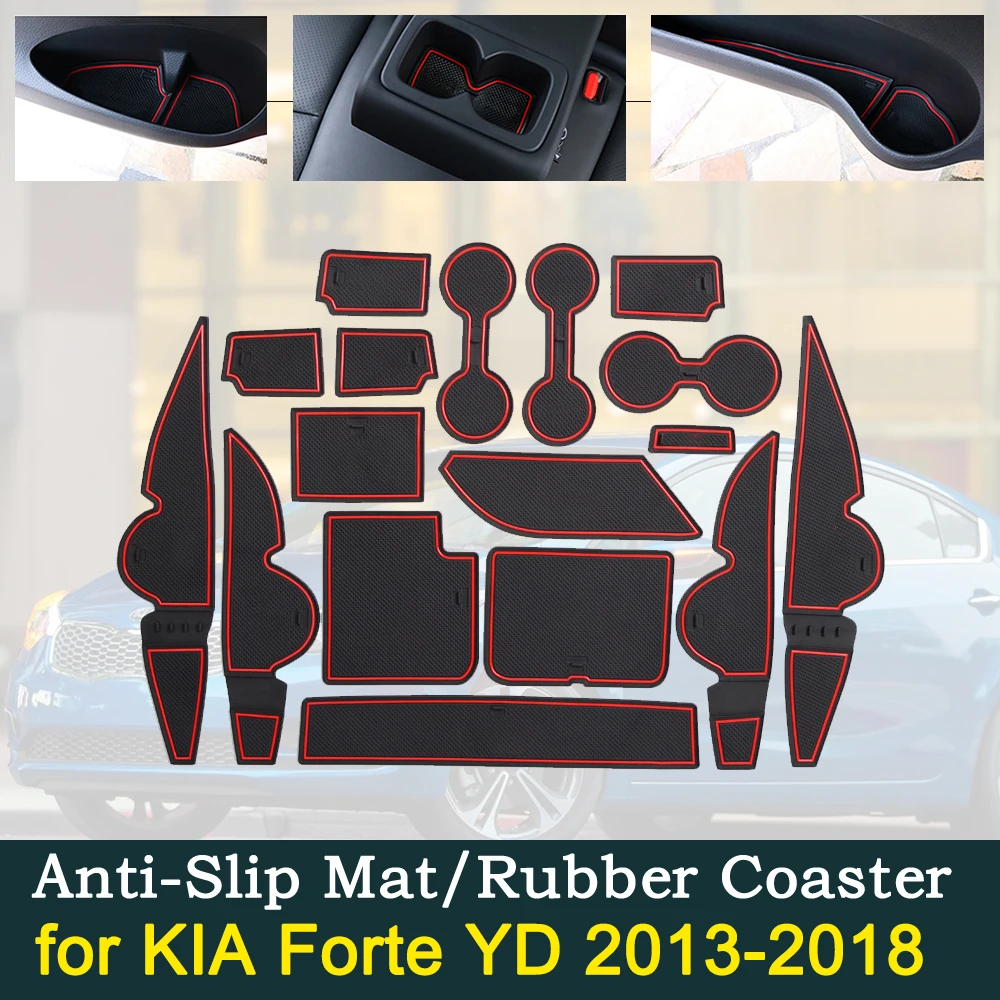 

Anti-slip Door Rubber Cup Cushion Groove Mat for KIA Forte K3 Cerato YD 2013~2018 2014 2015 Car Accessories Interior Decoration