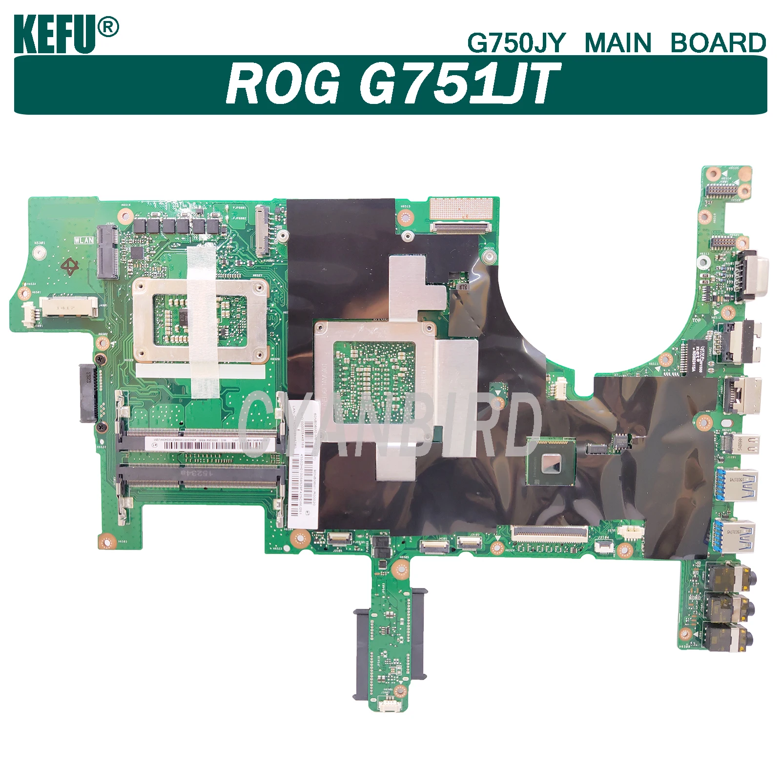 

KEFU G751JY original mainboard for ASUS ROG G751JT G751J with I7-4710HQ GTX970M-3GB Laptop motherboard