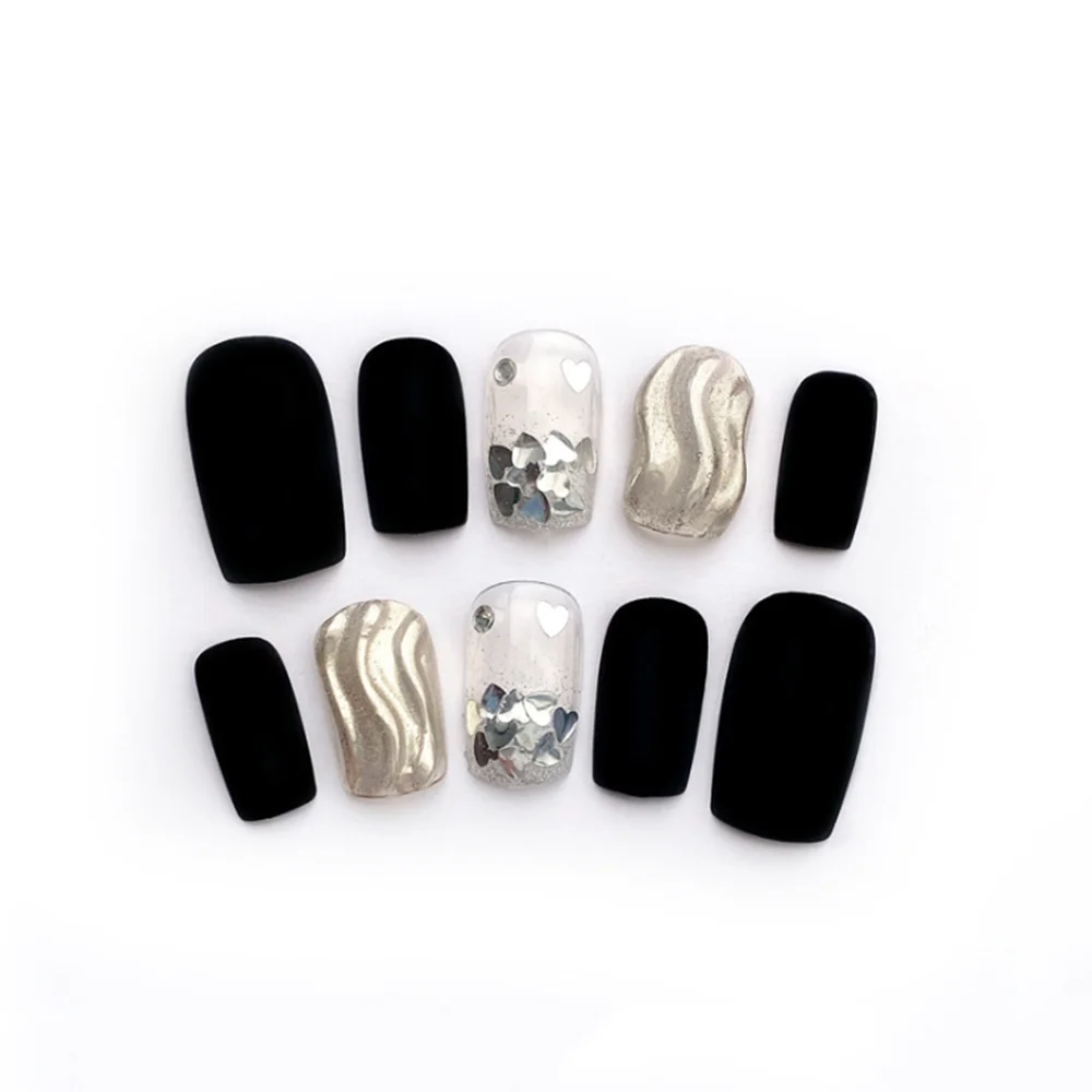 

Fashion Wave Glowing False Nails Diy Phototherapy Ripple Fake Fingernails Art Fake Nails With Design Beauty Supplies