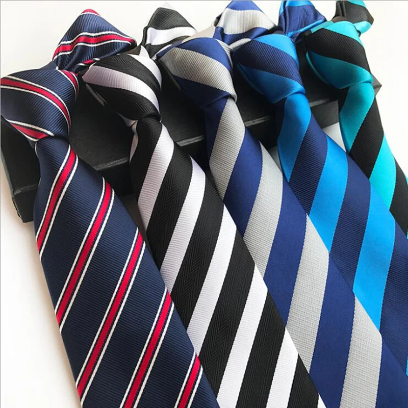 Classic 8cm Formal Tie Black Bule Striped Plaid Jacquard Necktie For Men Business Wedding Neckwear Gift Accessories Ties Gravata