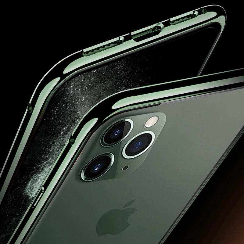 Магнитный адсорбционный металлический чехол для iPhone 11 11 Pro Max прозрачный чехол из закаленного стекла для телефона для iPhone XS Max XR 8 7 Plus откидная крышка