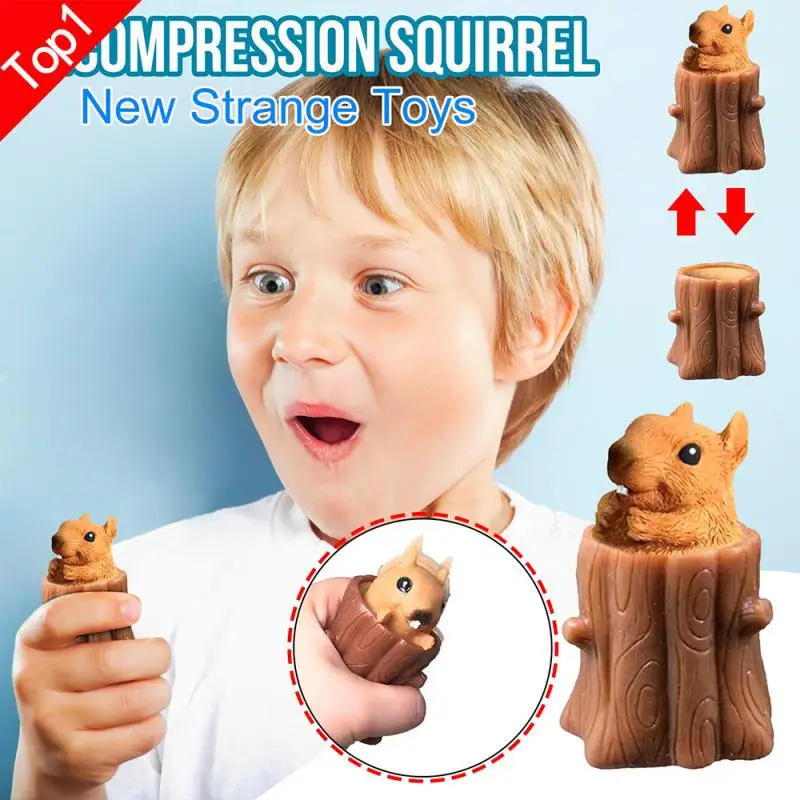 

Party Supplies Gift Creative Soft Plastic Squirrel Release Stress Toys Squeeze Squirrel Cup Children's Kid's Funny Present