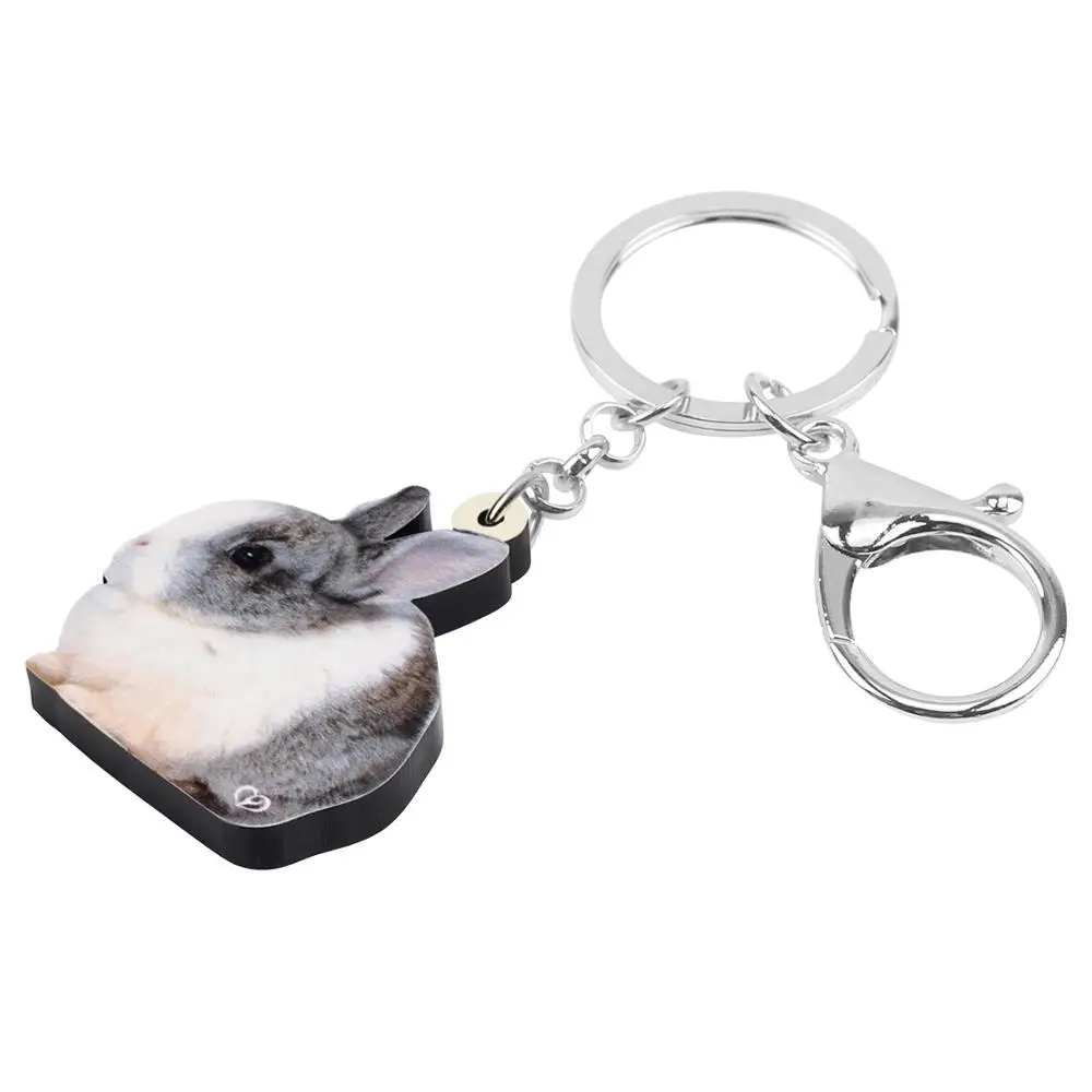 Newei Acrylic Gray Easter Hare Rabbit Bunny Keychains Pet Animal Keyring Jewelry For Women Kids Festival Gift Bag Car Decoration | Украшения