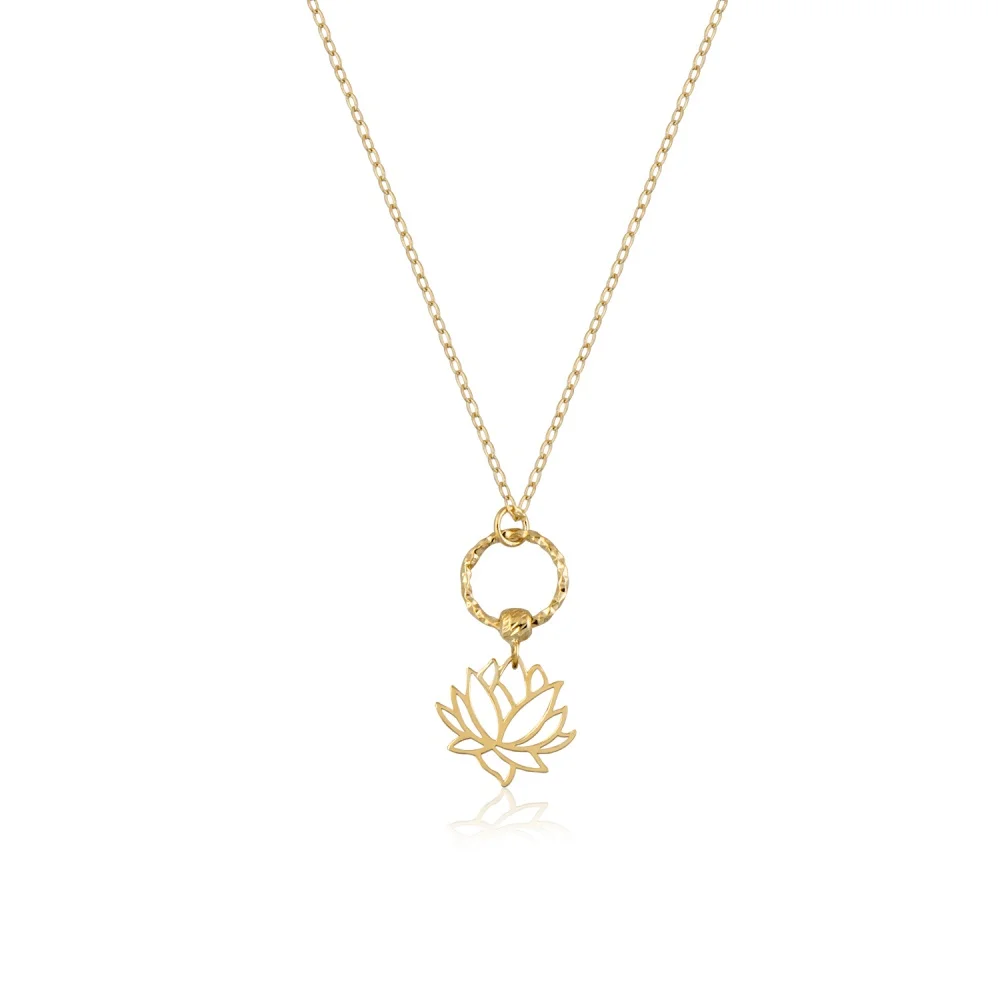 

Dainty Lotus Necklace, 14k Solid Gold Lotus Necklace for Women, Bestfriend Necklace Gift, gold Lotus Flower Necklace