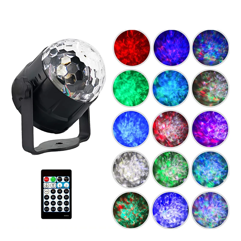 

Disco Ball Party Holiday Lights Strobe Light 9W RGBW Water Wave Ripples LED Stage Light For Home Christmas KTV Xmas Wedding Show