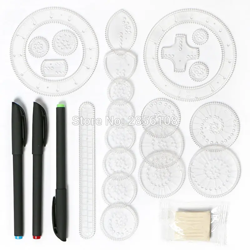 Набор игрушек для рисования Spirograph с 3 ручками + 22 аксессуарами спиральные