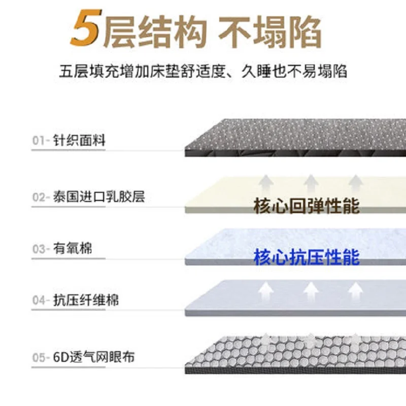 Strong Support Mattress Natural Latex Sponge Mix Filling Mats Luxury Thicken Comfortable Floor Folding Bed Student Tatami