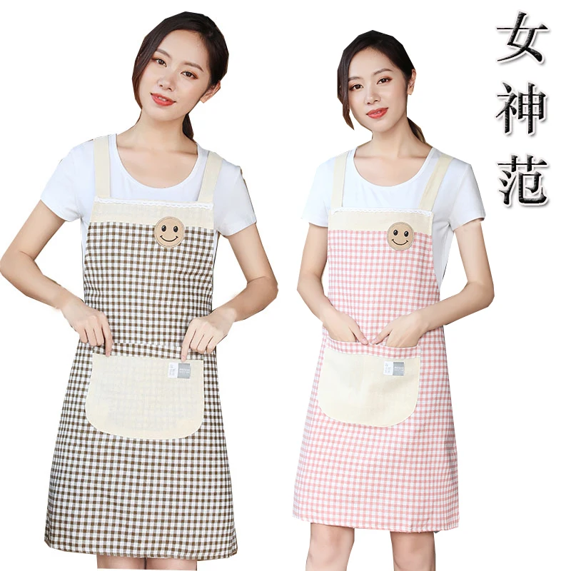 

Vest-style cotton cloth oil-proof apron female was thin I-shaped H-shaped full home work clothes can wipe the waist