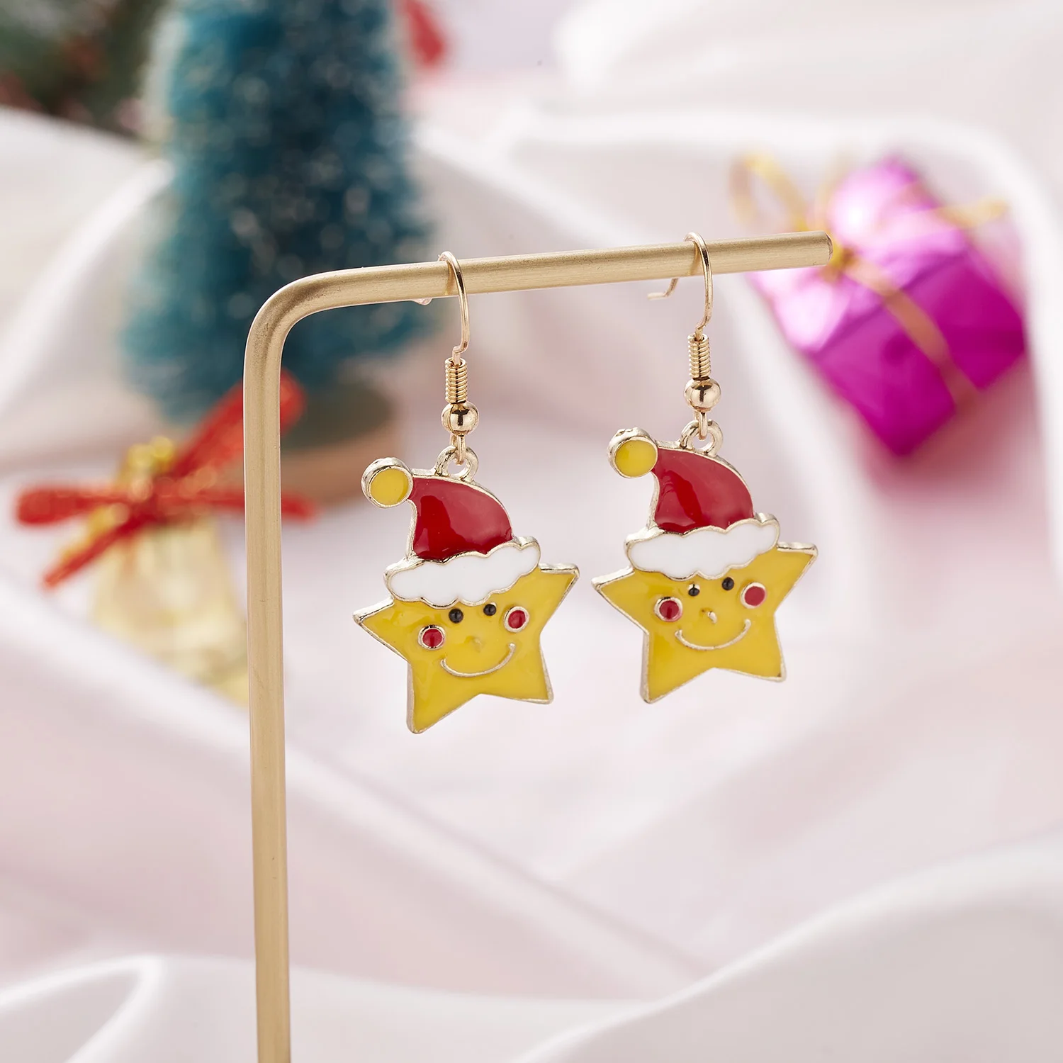 Серьги-подвески женские новогодние милые Мультяшные украшения в виде звезд