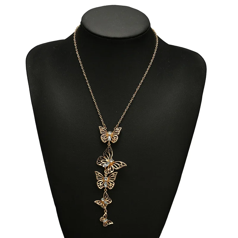 2020New Fashion бабочка стразы металлическое ожерелье винтажное сказочное