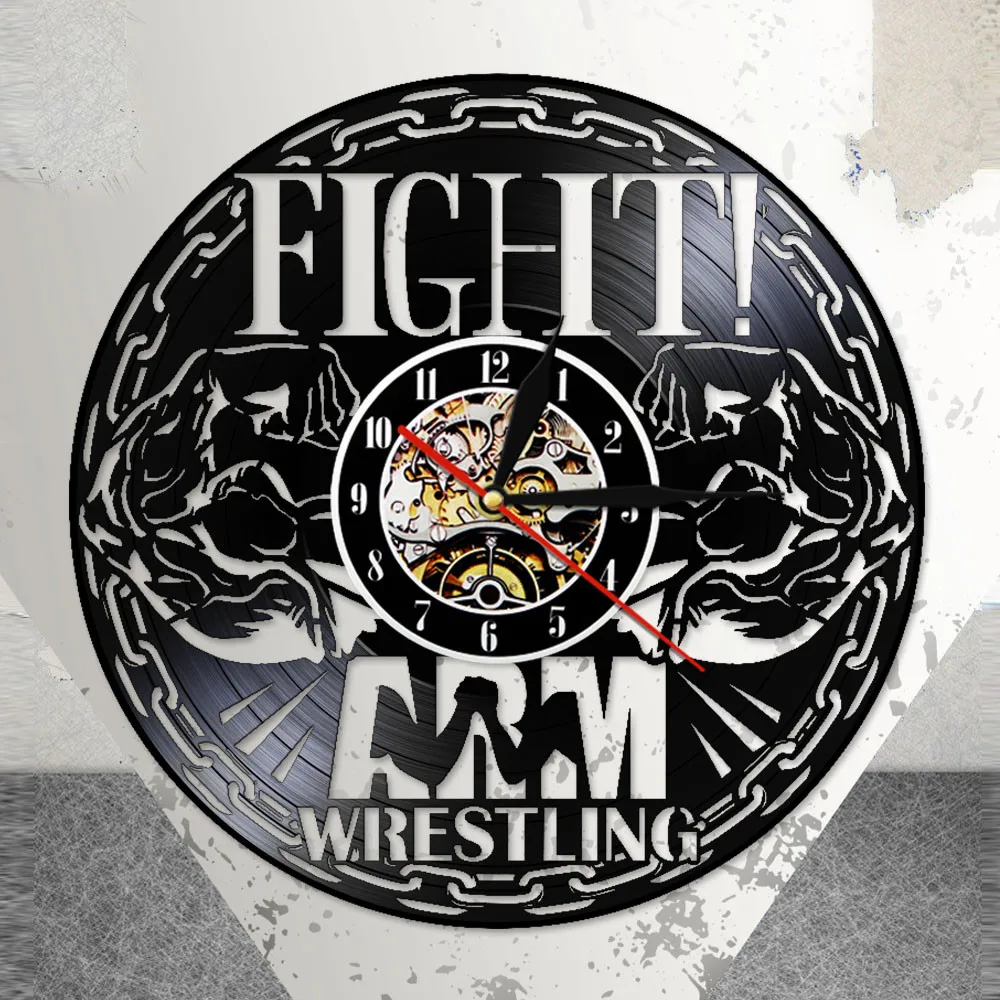 Виниловые настенные часы для боевой борьбы тренажерного зала Подвесные спорт