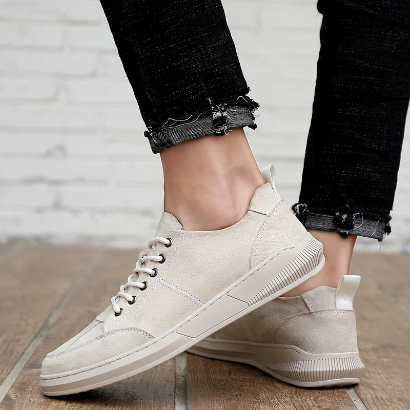 Кроссовки мужские из коровьей замши на шнуровке повседневная удобная обувь