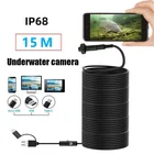 8 мм HD 15 М Подводная рыболовная камера визуальный Фишер эндоскоп 8 LED IP68 зимний ледяной рыболовный инструмент для Android смартфона планшета