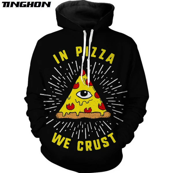 

XS-7XL Summer Fashion Mens Womens T-shirt In Pizza We Crust 3d Print Casual Hooded Jacket Hoodies Sweatshirts