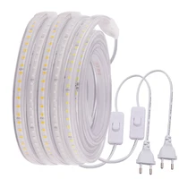 led strip light 220v flexible led tape smd2835 120 led waterproof led ribbon with eu switch plug for home decoration