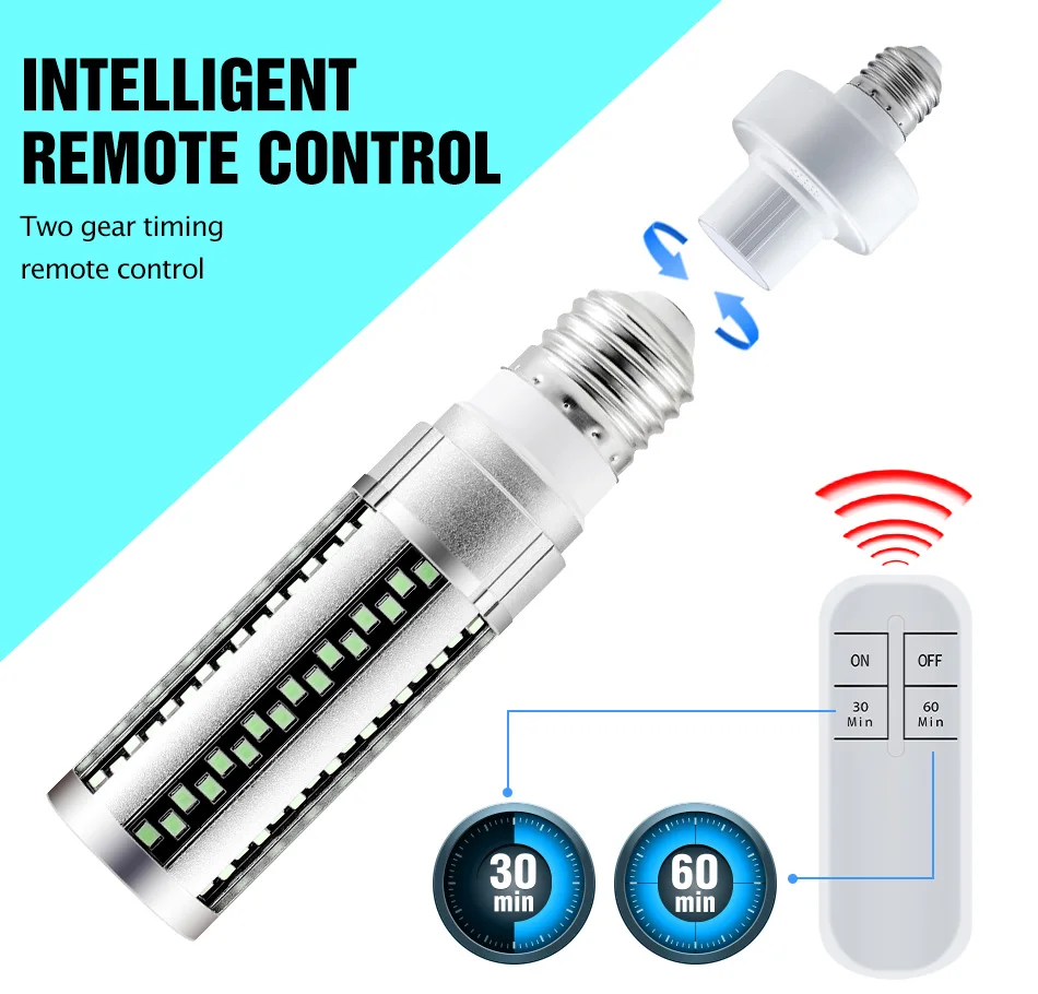 Светодиодная лампа E27 UVC ультрафиолетовая 15 Вт 20 для дезинфекции 220 В светодиодная