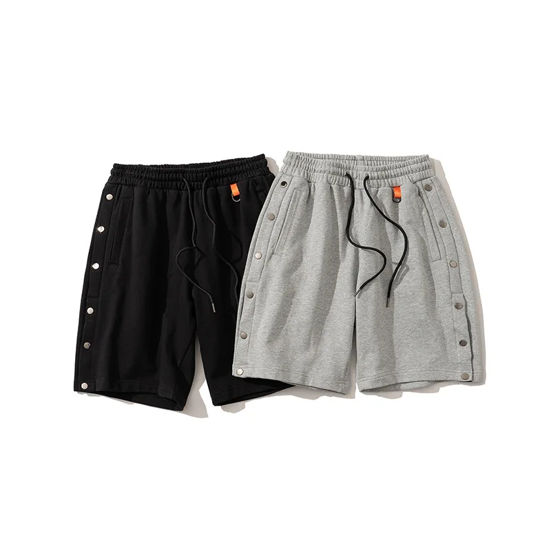 

Solid Color Cotton Shorts Summer Japanese Side Buckle Design Breathable Sports Shorts Men's Loose Casual High-Quality Shorts