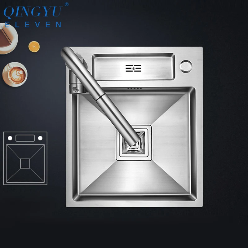 Матовая кухонная барная столешница ручной работы из нержавеющей стали 304