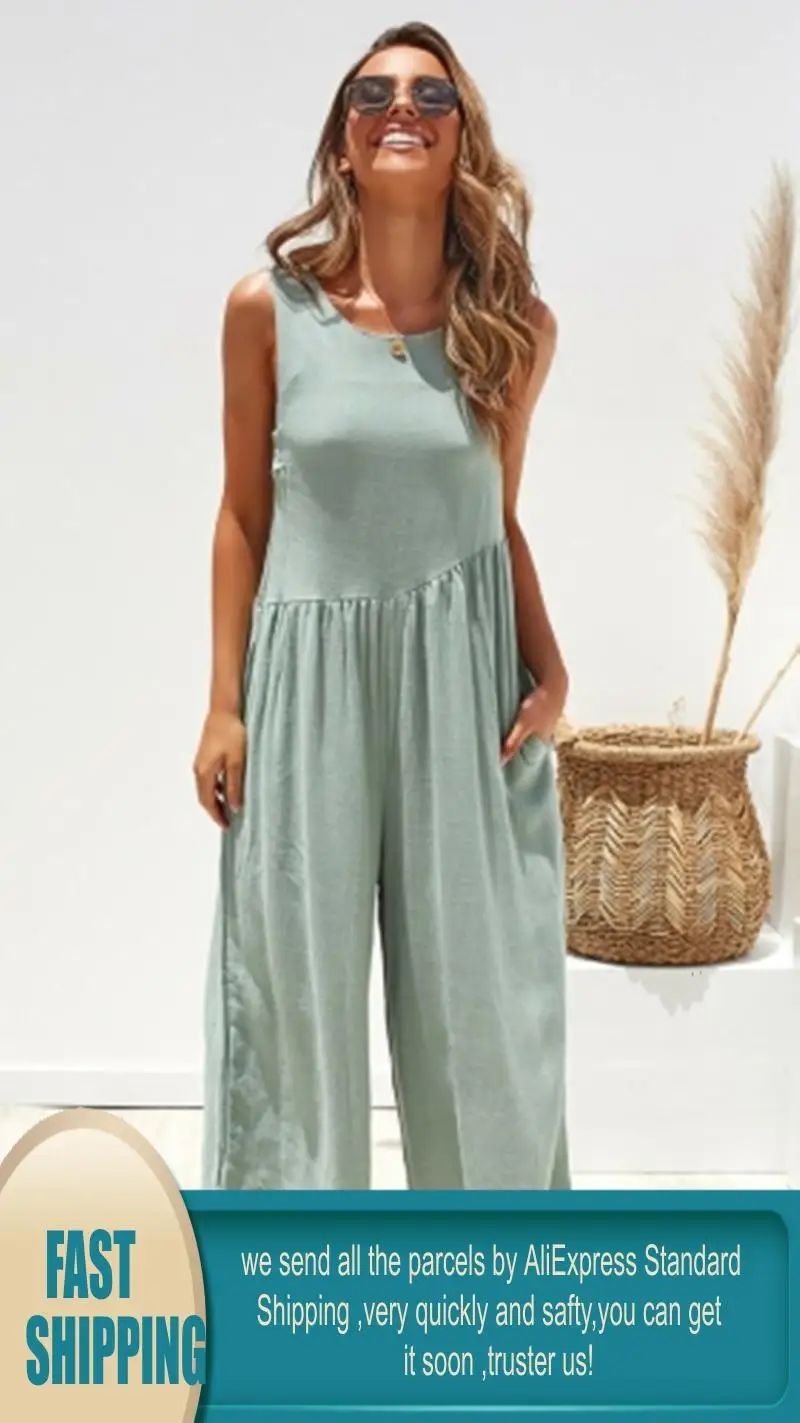 Сексуальная рукавов спинки Полный 2019 комбинезон широкую ногу Твердые женские