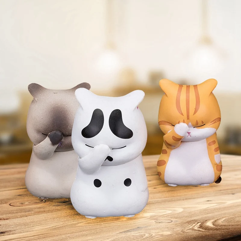 

1pc new Cartoon Lucky Cats Model winking cat Resin Craft Action Figure Doll PVC DIY Decor Miniatures Craft Ornaments Gift