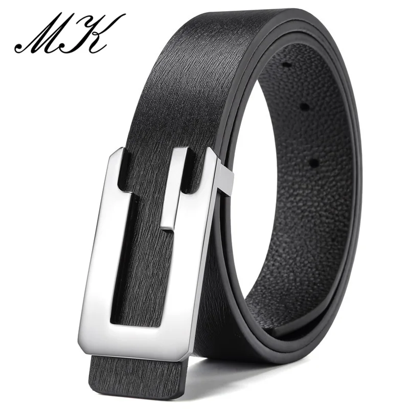 

Maikun Luxury Genuine Leather Belt For Men Casual Simple Alloy Smooth Buckle Youth Fashion Business Pants Belt