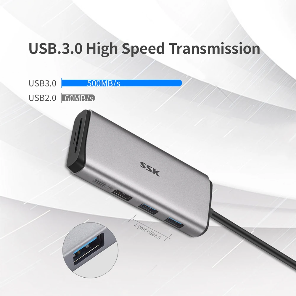 USB-адаптер SSK 7 в 1 для быстрой зарядки ipad pro/Mac/Pro и других устройств Type C | Компьютеры