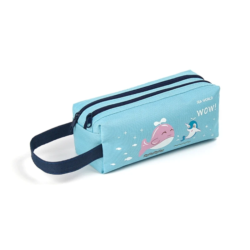 

2-Layer Pen Pouch Portable Canvas Pencil Bag Makeups Pouch Bag Gift for KidsS