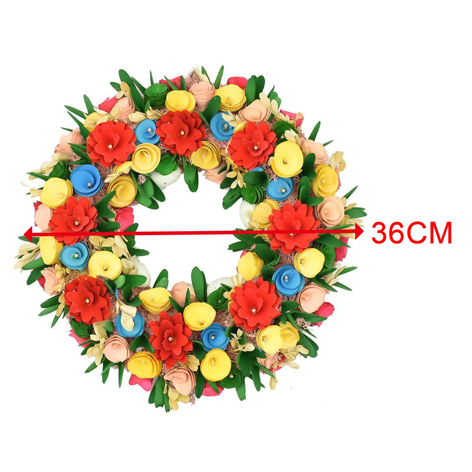 

14'' Round Wreath Artificial Garland Door Wreaths Hanger Decor Red Flower