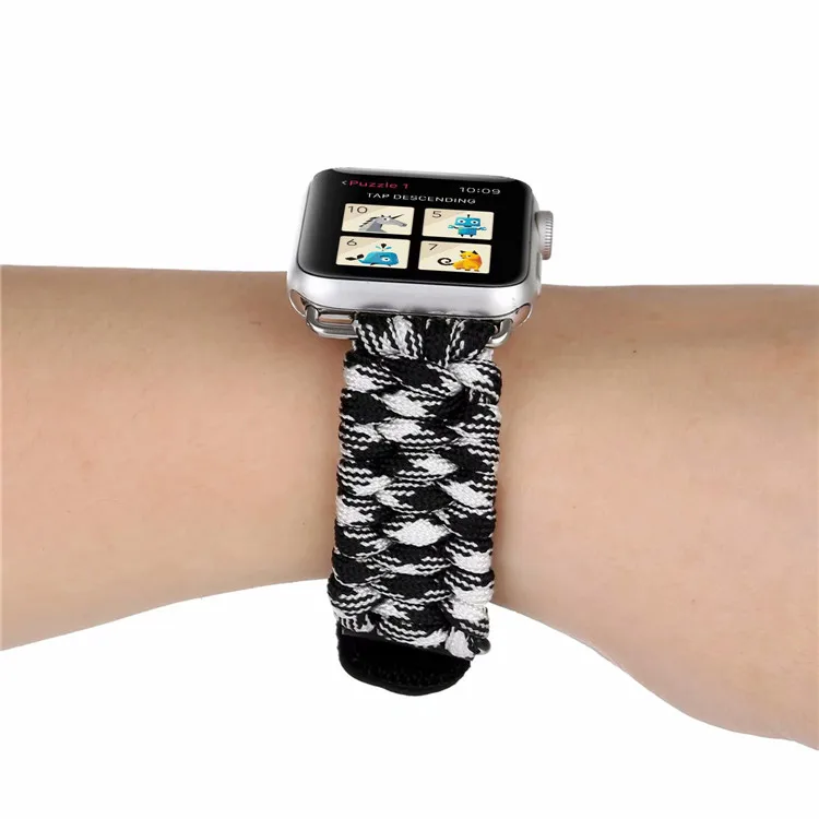 Спортивный тканый браслет из нейлоновой веревки для Apple Watch 38 мм 42 мм 40 мм 44 мм для iWatch 5 4 3 2 1