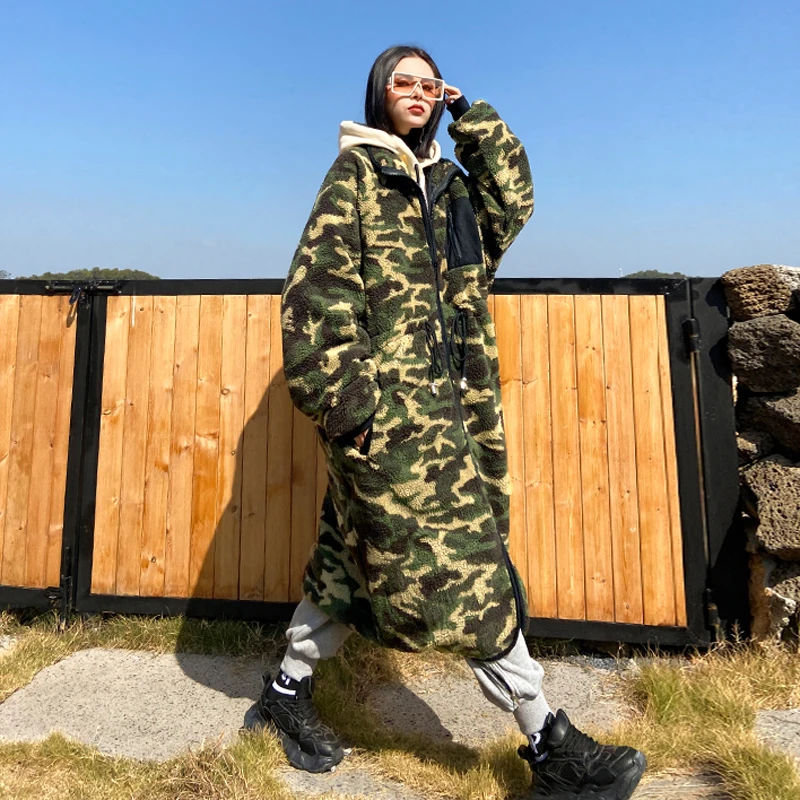 Женское зимнее пальто из искусственного меха толстое длинное большого размера с