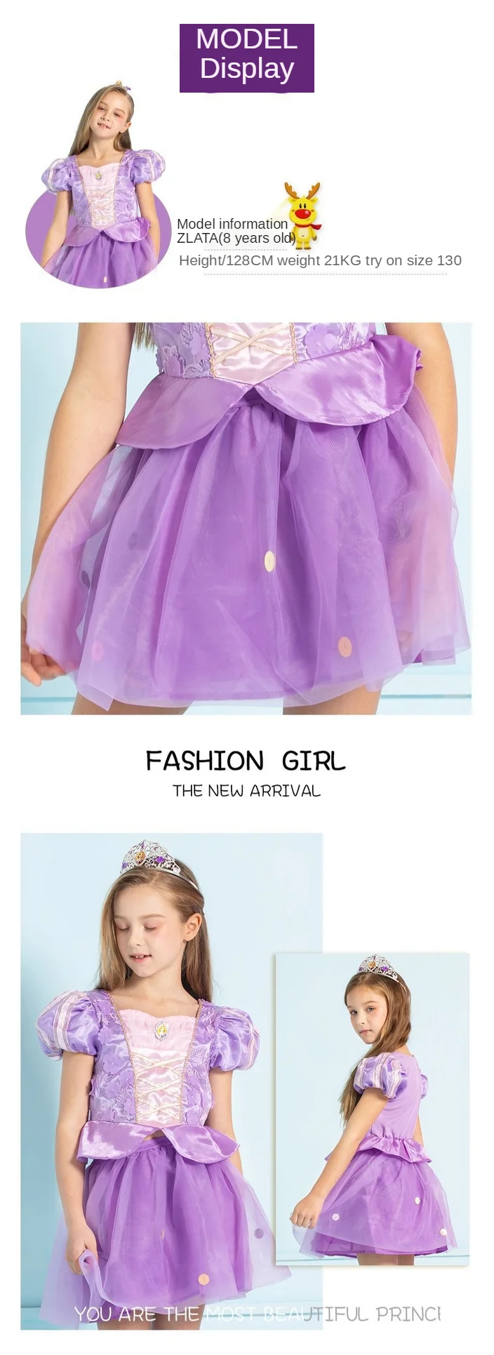 

Disney Girls' All Saints Dress Up Long-Haired Princess Skirt Magic Hair Oddity Split LePe Long Skirt cute clothes little girl