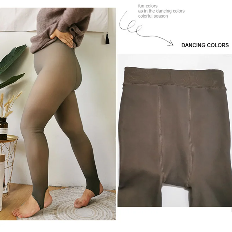 Поддельные полупрозрачные теплые флисовые мягкие леггинсы толстые эластичные