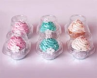 100pcslot individual plastic cupcake containers disposable mini fluted cake container bpa free single muffin to go case