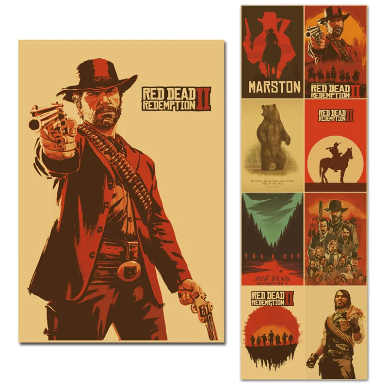 Red Dead Redemption 2 игры постер Home Decor 30x45 см ретро большой KraftpaperStyle стены Плакаты Винтаж